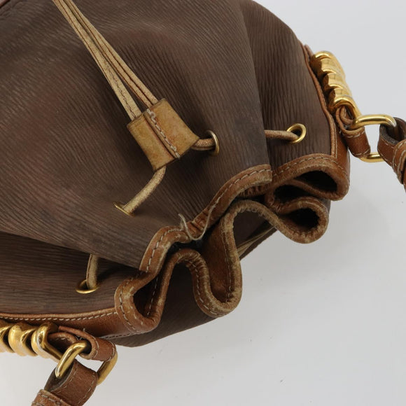 LOEWE Purse Shoulder Bag Suede Brown Gold Auth 183287