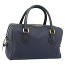 GUCCI Micro GG Supreme Hand Bag PVC Navy Gold Auth 183291-1