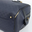 GUCCI Micro GG Supreme Hand Bag PVC Navy Gold Auth 183291-10