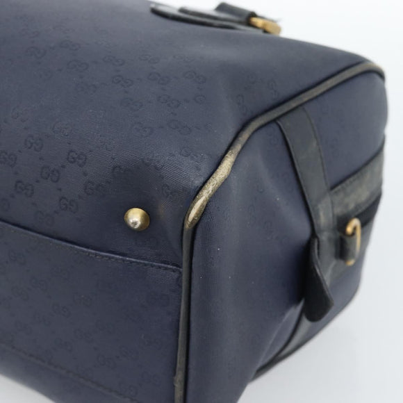 GUCCI Micro GG Supreme Hand Bag PVC Navy Gold Auth 183291