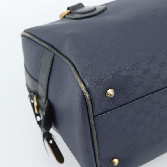 GUCCI Micro GG Supreme Hand Bag PVC Navy Gold Auth 183291