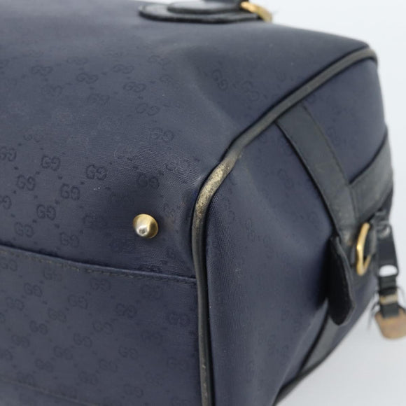 GUCCI Micro GG Supreme Hand Bag PVC Navy Gold Auth 183291
