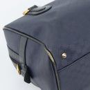 GUCCI Micro GG Supreme Hand Bag PVC Navy Gold Auth 183291-13