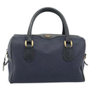 GUCCI Micro GG Supreme Hand Bag PVC Navy Gold Auth 183291-2