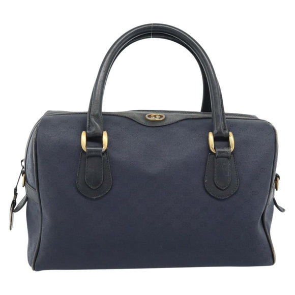 GUCCI Micro GG Supreme Hand Bag PVC Navy Gold Auth 183291