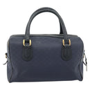 GUCCI Micro GG Supreme Hand Bag PVC Navy Gold Auth 183291-3