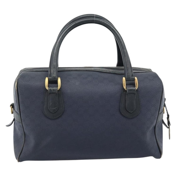GUCCI Micro GG Supreme Hand Bag PVC Navy Gold Auth 183291