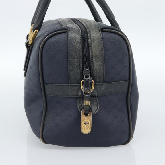 GUCCI Micro GG Supreme Hand Bag PVC Navy Gold Auth 183291