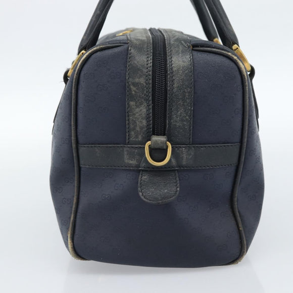 GUCCI Micro GG Supreme Hand Bag PVC Navy Gold Auth 183291
