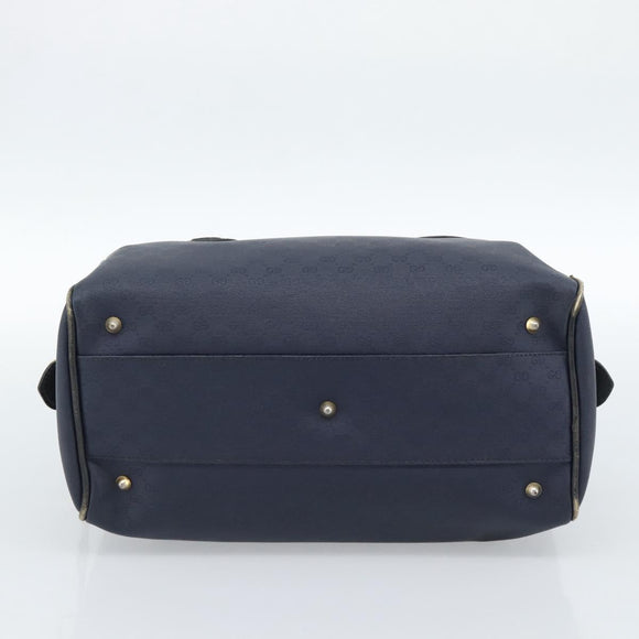 GUCCI Micro GG Supreme Hand Bag PVC Navy Gold Auth 183291