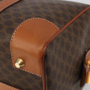 CELINE Macadam Canvas Boston Bag PVC Leather Brown Gold Auth 183294A-15