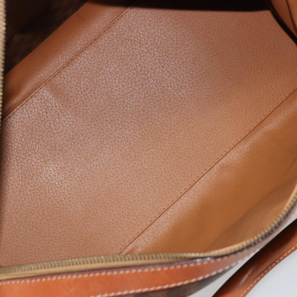 CELINE Macadam Canvas Boston Bag PVC Leather Brown Gold Auth 183294A