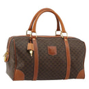 CELINE Macadam Canvas Boston Bag PVC Leather Brown Gold Auth 183294A-1