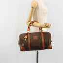 CELINE Macadam Canvas Boston Bag PVC Leather Brown Gold Auth 183294A-22