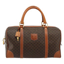 CELINE Macadam Canvas Boston Bag PVC Leather Brown Gold Auth 183294A-13