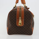 CELINE Macadam Canvas Boston Bag PVC Leather Brown Gold Auth 183294A-4