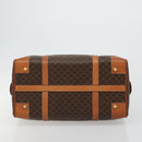 CELINE Macadam Canvas Boston Bag PVC Leather Brown Gold Auth 183294A-5