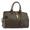 SAINT LAURENT Cabas Classic Hand Bag Leather Brown Gold 311208 Auth 183295A-1