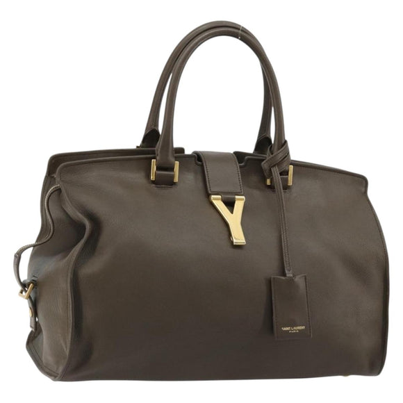 SAINT LAURENT Cabas Classic Hand Bag Leather Brown Gold 311208 Auth 183295A