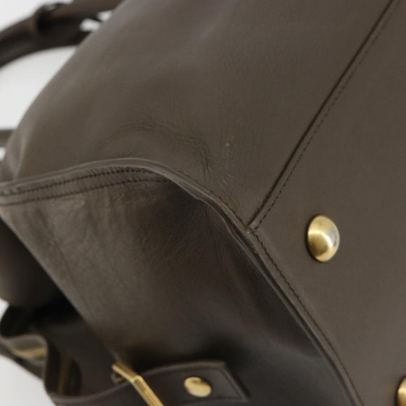 SAINT LAURENT Cabas Classic Hand Bag Leather Brown Gold 311208 Auth 183295A