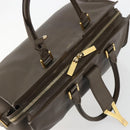 SAINT LAURENT Cabas Classic Hand Bag Leather Brown Gold 311208 Auth 183295A-17