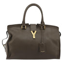 SAINT LAURENT Cabas Classic Hand Bag Leather Brown Gold 311208 Auth 183295A-2