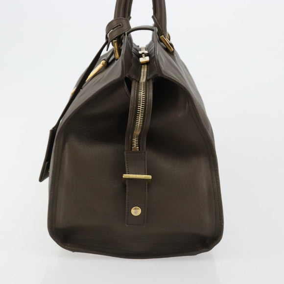 SAINT LAURENT Cabas Classic Hand Bag Leather Brown Gold 311208 Auth 183295A