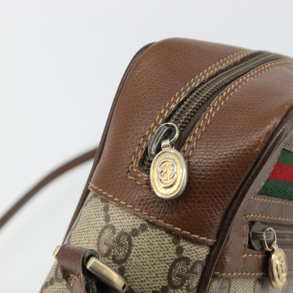 GUCCI GG Supreme Web Sherry Line Bag PVC Beige 001 56 6472 4021 Auth 183301