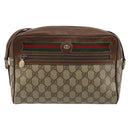 GUCCI GG Supreme Web Sherry Line Bag PVC Beige 001 56 6472 4021 Auth 183301-13