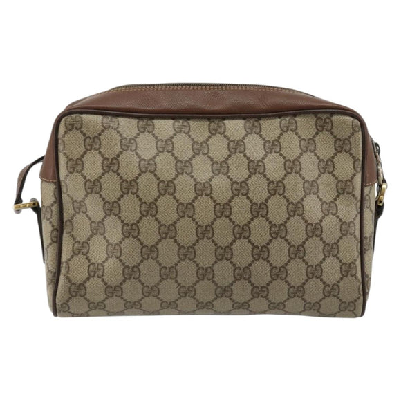 GUCCI GG Supreme Web Sherry Line Bag PVC Beige 001 56 6472 4021 Auth 183301