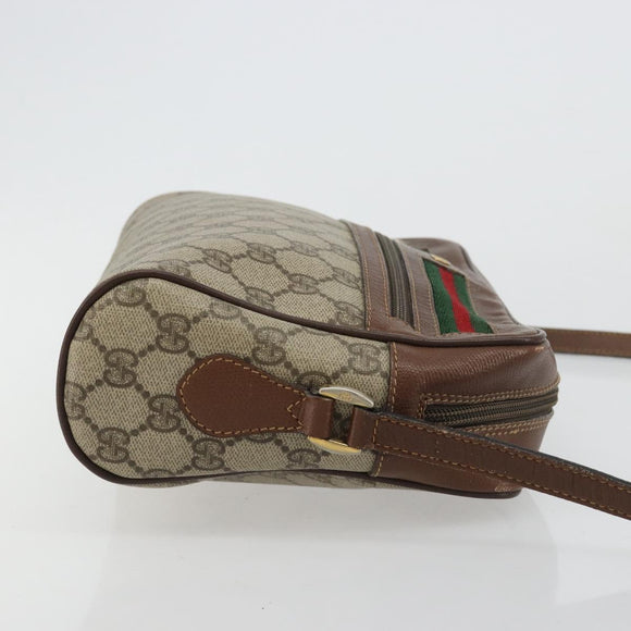 GUCCI GG Supreme Web Sherry Line Bag PVC Beige 001 56 6472 4021 Auth 183301