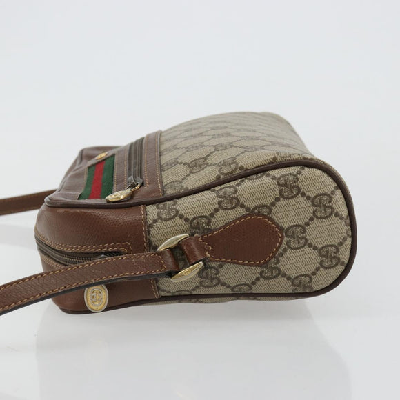 GUCCI GG Supreme Web Sherry Line Bag PVC Beige 001 56 6472 4021 Auth 183301