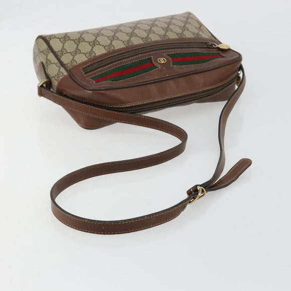 GUCCI GG Supreme Web Sherry Line Bag PVC Beige 001 56 6472 4021 Auth 183301