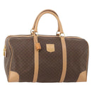 CELINE Macadam Canvas Boston Bag PVC Leather Brown Gold Auth 183303-1