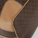 CELINE Macadam Canvas Boston Bag PVC Leather Brown Gold Auth 183303-15