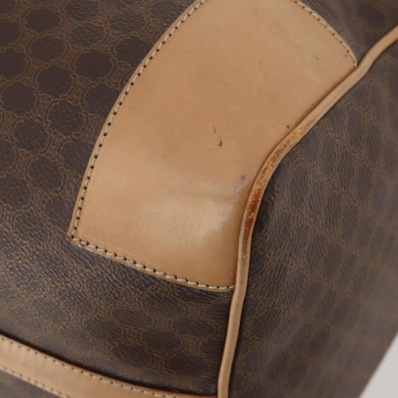 CELINE Macadam Canvas Boston Bag PVC Leather Brown Gold Auth 183303