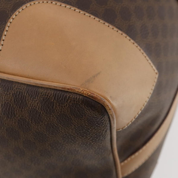 CELINE Macadam Canvas Boston Bag PVC Leather Brown Gold Auth 183303