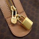 CELINE Macadam Canvas Boston Bag PVC Leather Brown Gold Auth 183303-19