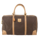 CELINE Macadam Canvas Boston Bag PVC Leather Brown Gold Auth 183303-13