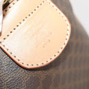 CELINE Macadam Canvas Boston Bag PVC Leather Brown Gold Auth 183303-12