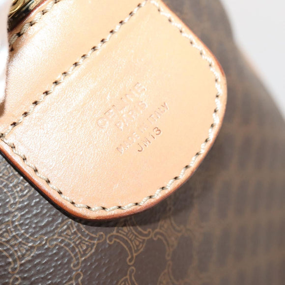 CELINE Macadam Canvas Boston Bag PVC Leather Brown Gold Auth 183303