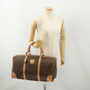 CELINE Macadam Canvas Boston Bag PVC Leather Brown Gold Auth 183303-24