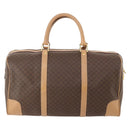 CELINE Macadam Canvas Boston Bag PVC Leather Brown Gold Auth 183303-2
