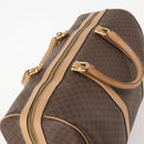 CELINE Macadam Canvas Boston Bag PVC Leather Brown Gold Auth 183303-6