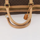 CELINE Macadam Canvas Boston Bag PVC Leather Brown Gold Auth 183303-7