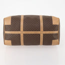 CELINE Macadam Canvas Boston Bag PVC Leather Brown Gold Auth 183303-5