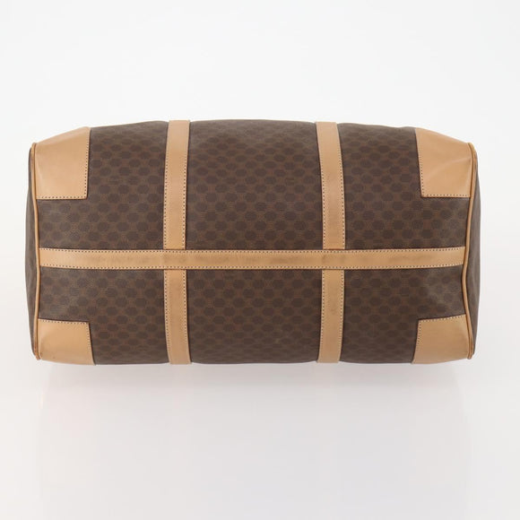CELINE Macadam Canvas Boston Bag PVC Leather Brown Gold Auth 183303
