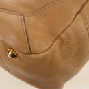 PRADA Shoulder Bag Leather Beige Gold Auth 183307SAV-17