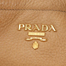 PRADA Shoulder Bag Leather Beige Gold Auth 183307SAV-18