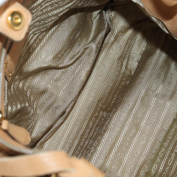 PRADA Shoulder Bag Leather Beige Gold Auth 183307SAV